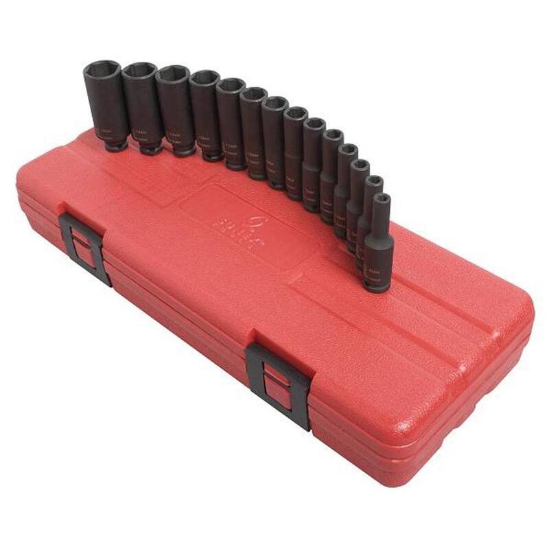 Juego de puntas de impacto magnéticas métricas profundas de 1/4 de pulgada de SUNEX TOOLS (14 piezas) - 1831