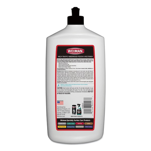 Pulidor y Restaurador de Alto Tráfico para Pisos de Madera Weiman, Botella exprimible de 32 oz - 523EA