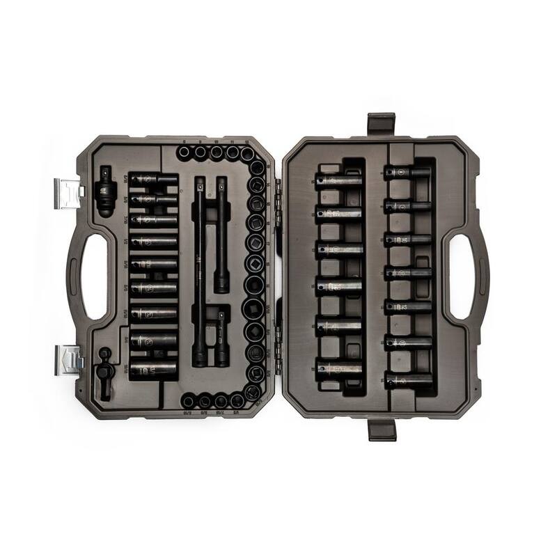 Juego de 49 piezas de dados de impacto estándar y profundo de 6 puntos SAE y métrico de 3/8 pulgadas de GEARWRENCH con estuche - 86533