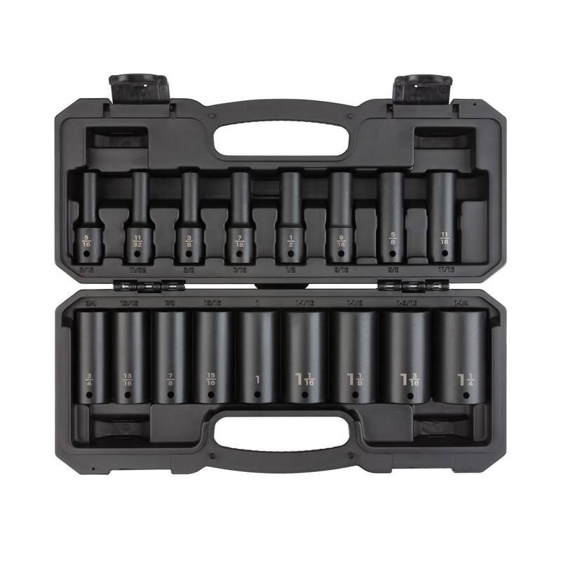 Juego de impacto de 17 piezas TEKTON de 1/2 pulgadas de unidad, llave de vaso profunda de 6 puntos (5/16 pulgadas - 1-1/4 pulgadas) - SID92305