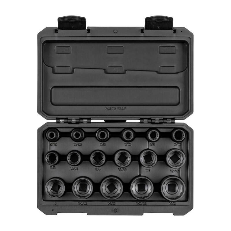 Juego de dados de impacto TEKTON de 1/2 pulgadas de 12 puntos (17 piezas) (5/16 - 1-1/4 pulgadas) - SID92336