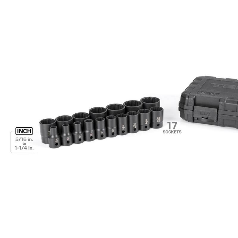 Juego de dados de impacto TEKTON de 1/2 pulgadas de 12 puntos (17 piezas) (5/16 - 1-1/4 pulgadas) - SID92336