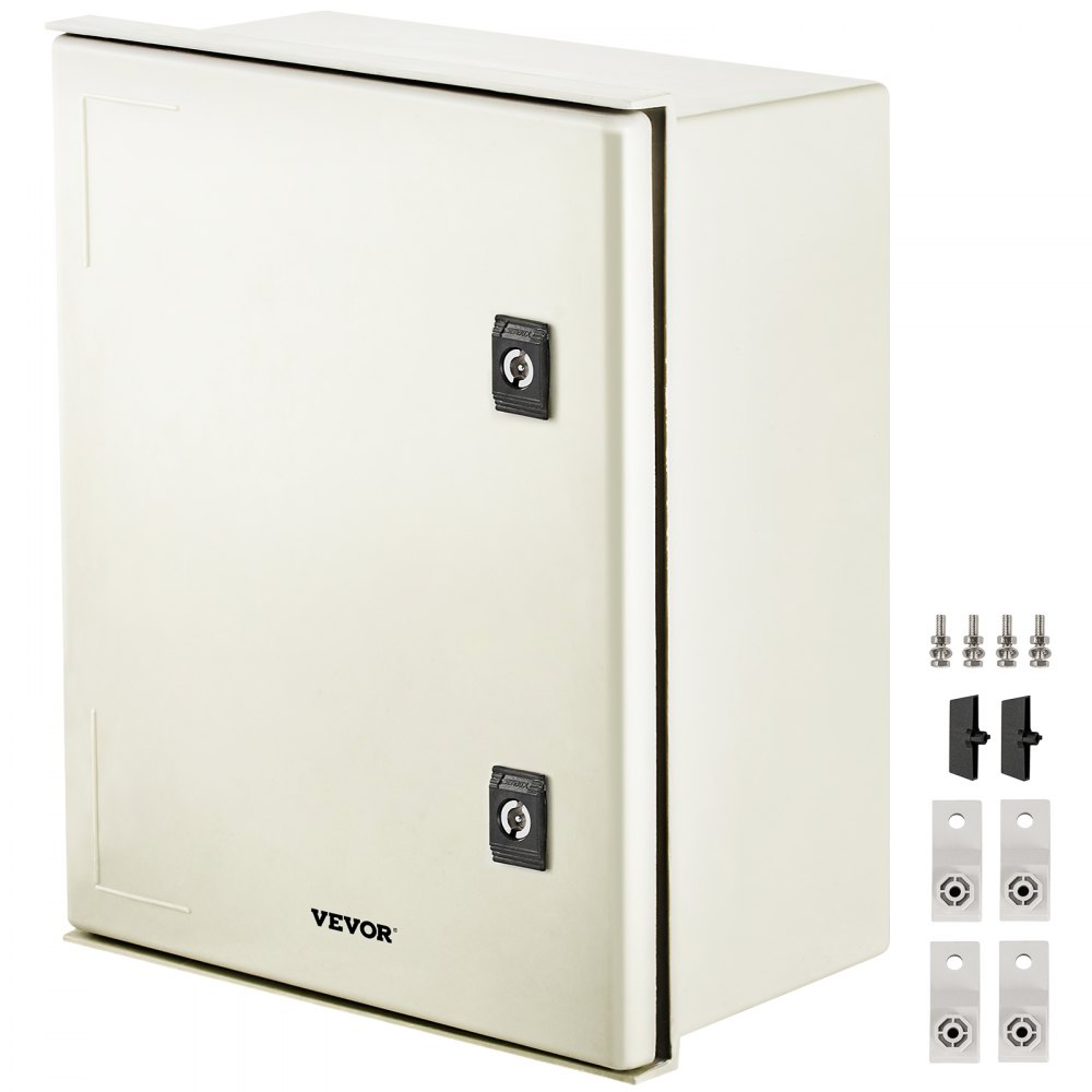 VEVOR NEMA Steel Enclosure, 16 x 12 x 8'' NEMA 4X Fiberglass Electrical Box, IP66 Waterproof & Dustproof, Outdoor/Indoor Electrical Junction Box, with Mounting Plate(40 x 30 x 20 cm) - DQXFSBLG40X30X201V0