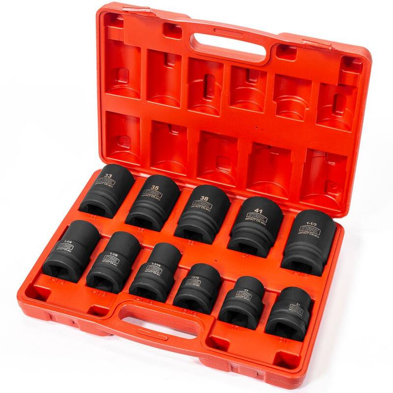 Juego de 11 piezas de llaves de impacto profundo Stark de 1 pulg. con combinación de SAE y métricas, con estuche de transporte - 35721-1