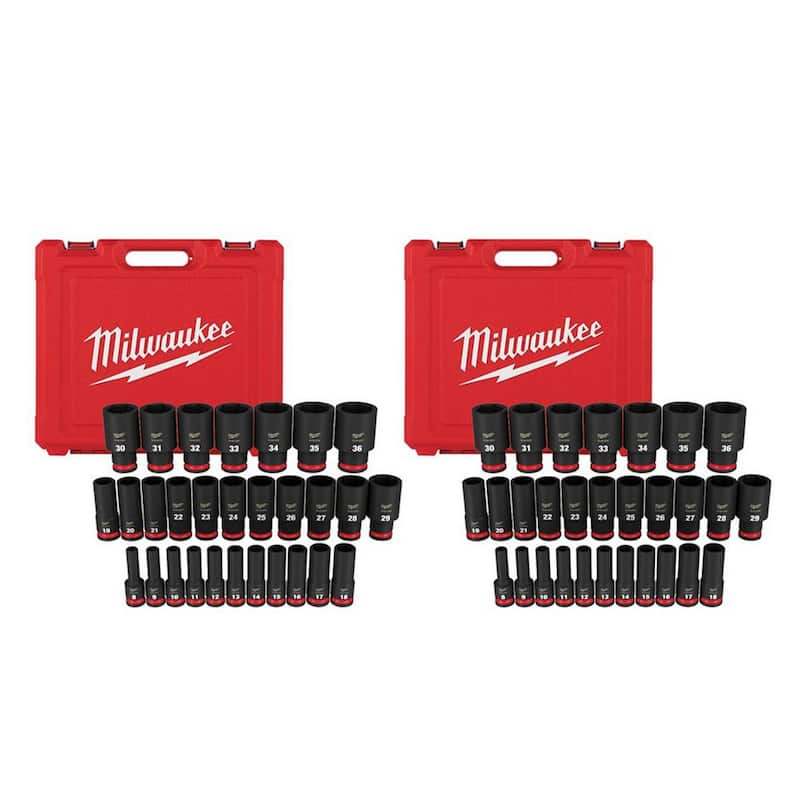 Juego de 58 piezas de dados de impacto de 6 puntos métricos de 1/2 pulg. Milwaukee SHOCKWAVE - 49-66-7015-49-66-7015