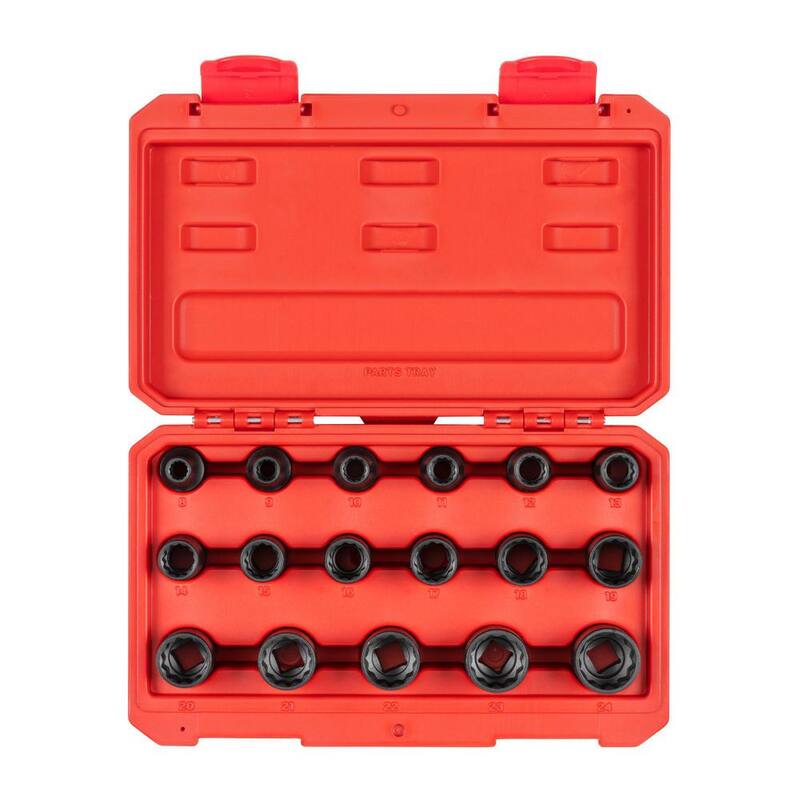 Juego de 17 piezas de dados de impacto de 12 puntos TEKTON de 1/2 pulgada de unidad (8-24 mm) - SID92338