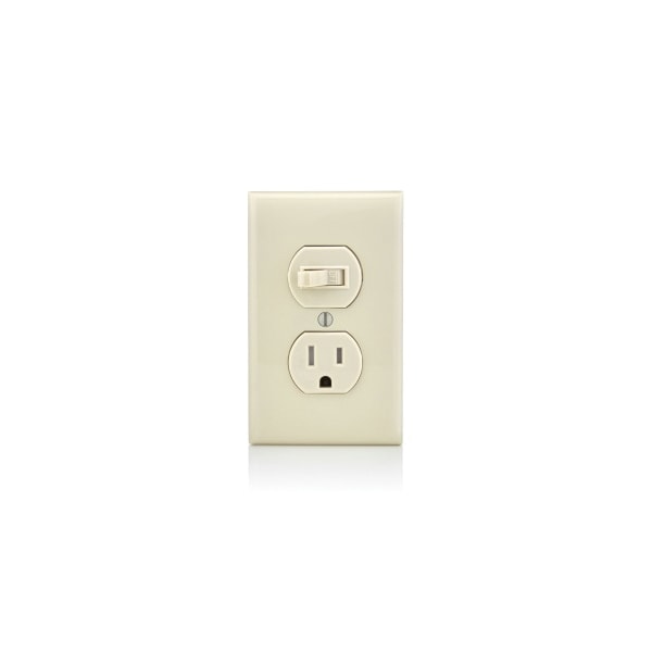 Leviton Wall Fixture 5-15R Sw Recep Combo Lt Almond - T5225-T