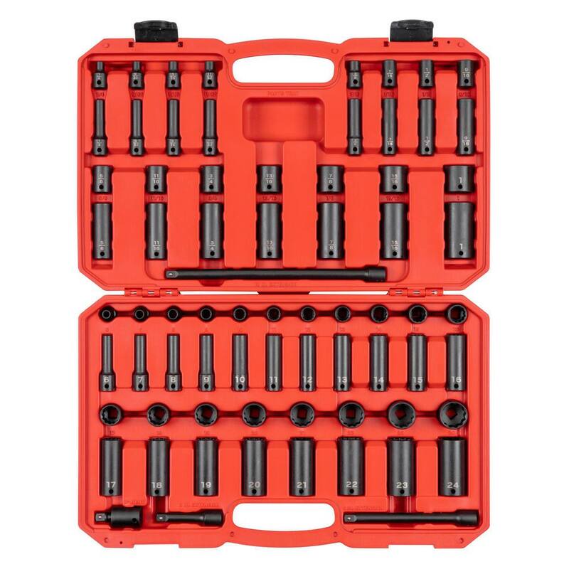 Juego de 72 piezas de 12 puntas para socket de impacto TEKTON de 3/8 pulgadas (1/4 - 1 pulgada, 6 - 24 mm) - SID91406
