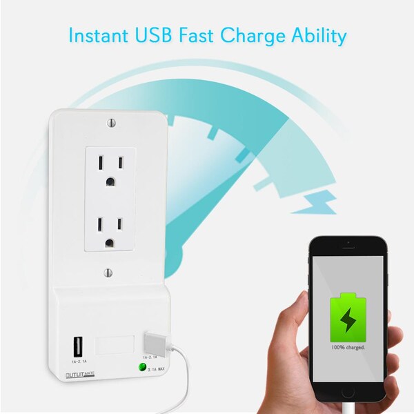 Placa de pared con luz nocturna y cargador, PWPLGULT214 - PWPLGULT214