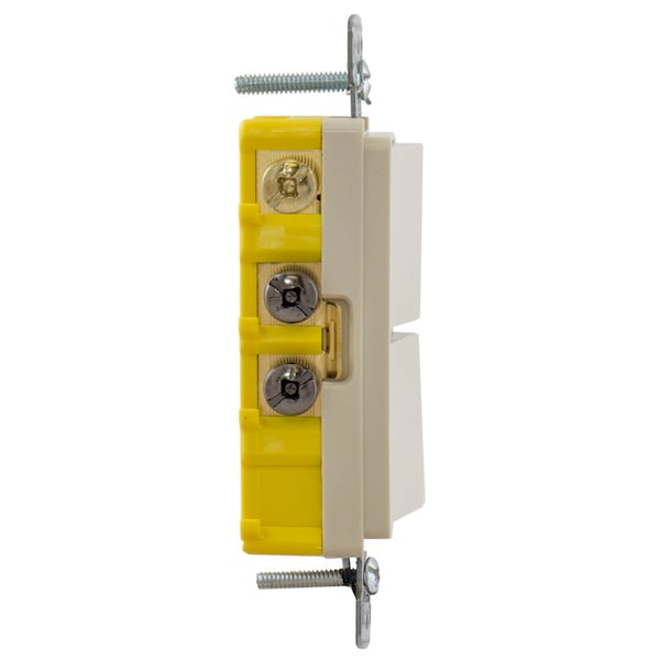 Interruptores y controles de iluminación Hubbell Wiring Device-Kellems, dispositivos combinados, grado residencial, serie Decorator, 1 interruptor unipolar, 1 interruptor de tres vías, 15A 120V AC, cableado lateral, almendra clara - RCD103LA