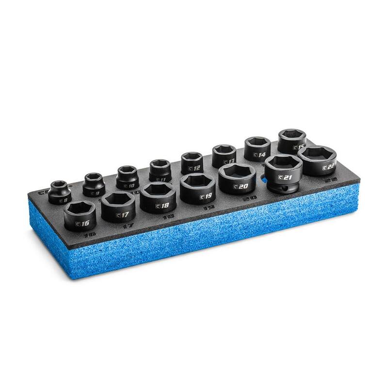 Juego de dados de impacto corto de 3/8 pulgadas en medidas métricas de Capri Tools (15 piezas) - CP53425