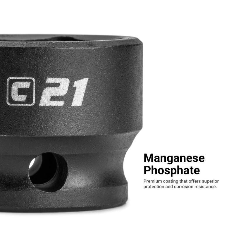 Juego de dados de impacto corto de 3/8 pulgadas en medidas métricas de Capri Tools (15 piezas) - CP53425