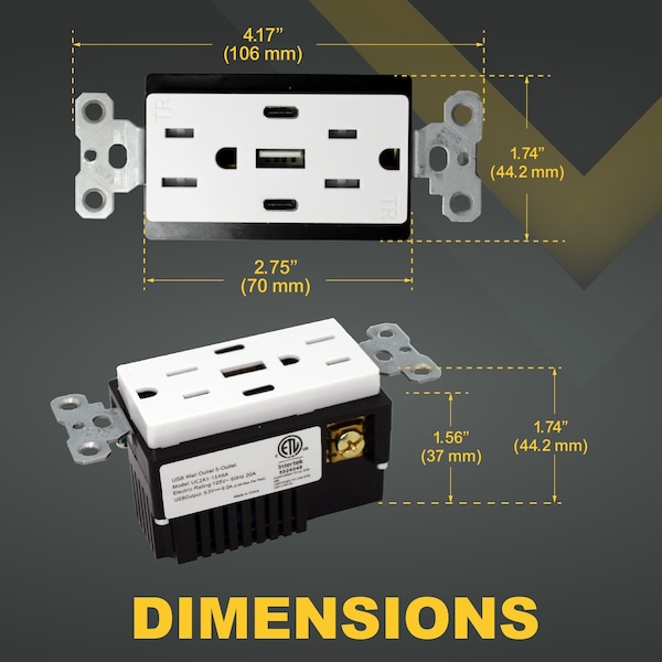 Tomacorriente USB Faith Blanco, 15A 30-Watt con 2 puertos Tipo C y 1 puerto Tipo A - UC2A1-15A6A