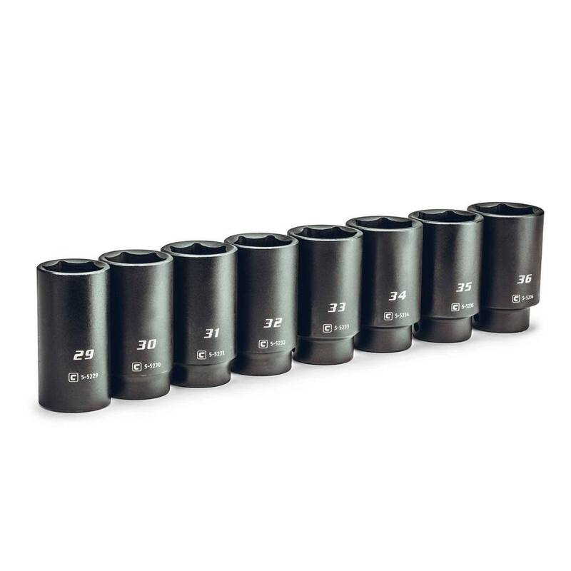 Juego de Dados de Impacto Profundo de 6 Puntos Capri Tools de 1/2 pulgadas (8 piezas) - CP55000-8JMD