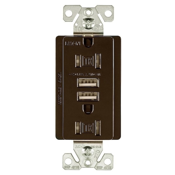 Combinación de receptáculo USB Arrow Hart TR7755RBKL, 2 polos, 31 A USB, 15 A Receptáculo, 2 puertos USB - TR7765RB-KB-L