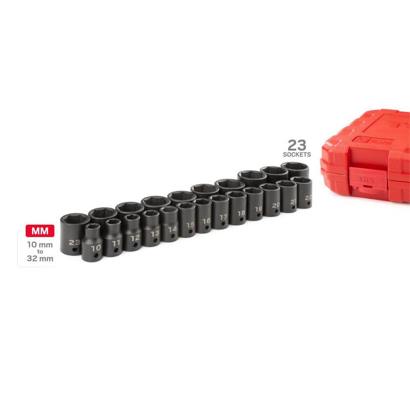 Juego de 23 piezas de dados de impacto de 6 puntas TEKTON de 1/2 pulgadas (10 mm - 32 mm) - SID92322
