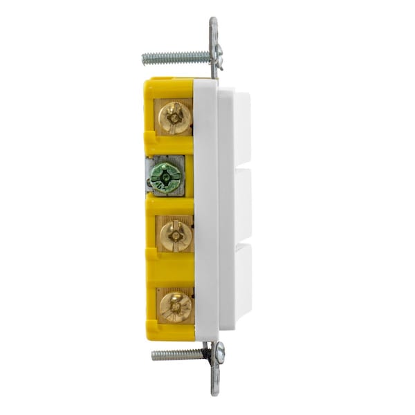 Interruptores y controles de iluminación, dispositivos combinados, grado residencial, serie decorativa, 3 interruptores de tres vías, 15A 120V CA, cableado lateral, blanco - RCD111W