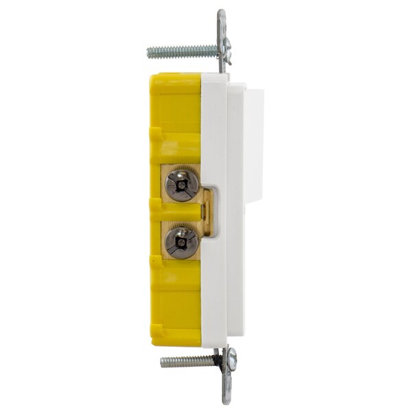 Hubbell Wiring Device-Kellems Switches and Lighting Controls, Combination Devices, Residential Grade, Decorator Series, 1) Single Pole Rocker, 1) Single Tamper Resistant Receptacle, 15A 120V AC, Side Wired - RCD108WTR