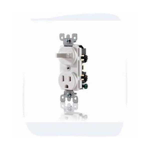 Dispositivo de pared combinado Leviton 5-15R Sw Recep color marfil - T5225-I