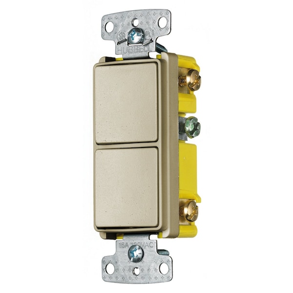 Dispositivos Combinados de Hubbell Wiring Device-Kellems, Grado Residencial, Serie Decorativa, 1) Interruptor de un solo polo, 1) Interruptor de tres vías, 15A 120V AC, Cableado lateral - RCD103I