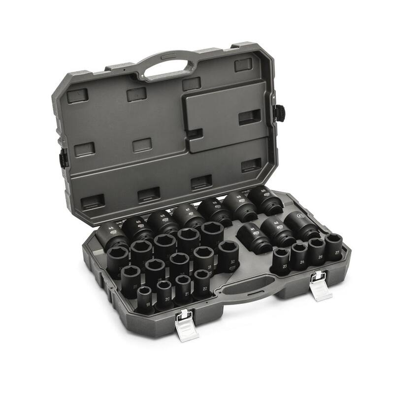 Juego de dados métricos de impacto profundo de 6 puntos de 3/4 de pulgada con estuche de almacenamiento (28 piezas) - 84033 de GEARWRENCH.