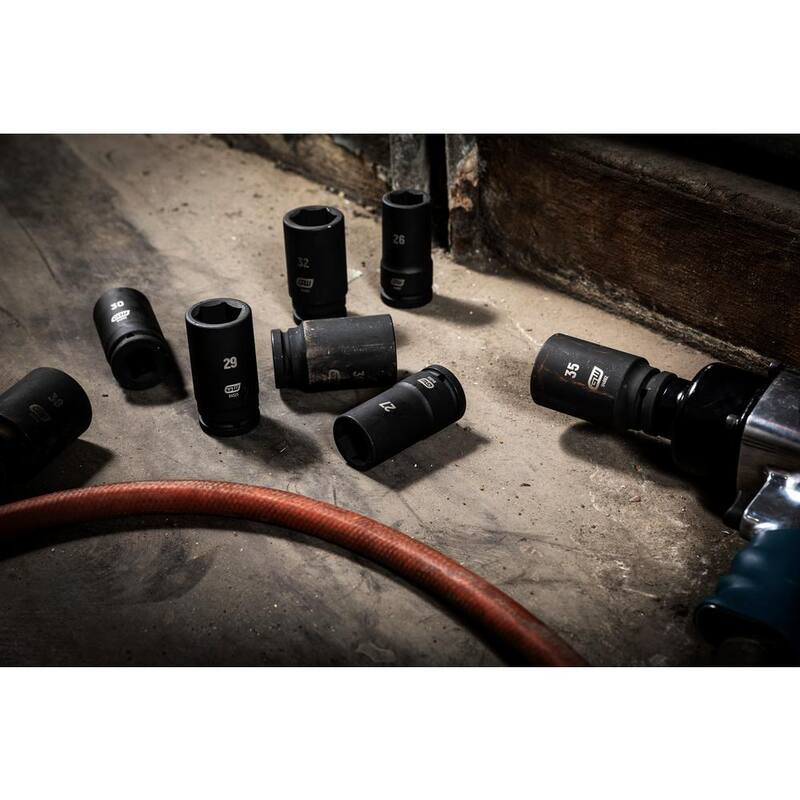 Juego de dados métricos de impacto profundo de 6 puntos de 3/4 de pulgada con estuche de almacenamiento (28 piezas) - 84033 de GEARWRENCH.
