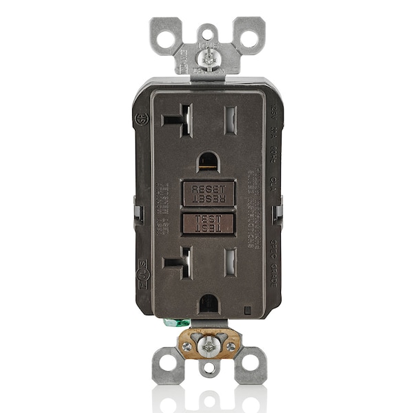 Receptáculo GFCI Leviton, 20A, 125Vac, 5-20R, Marrón - GFTR2