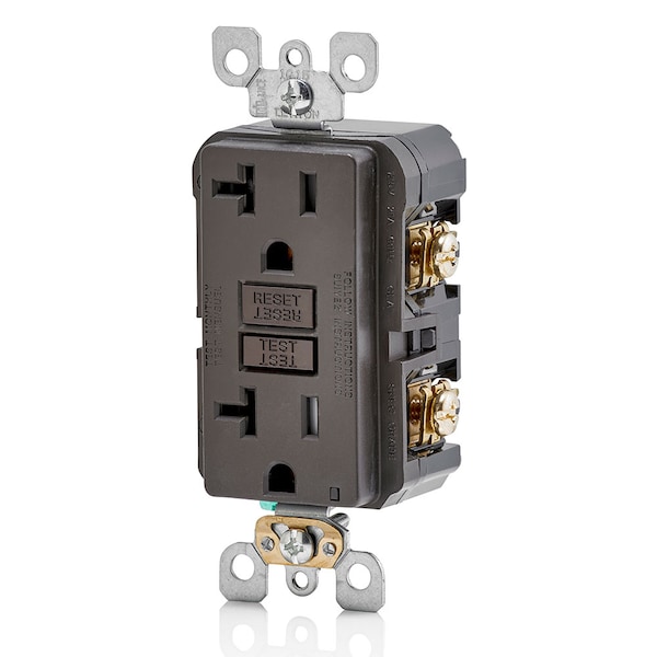 Receptáculo GFCI Leviton, 20A, 125Vac, 5-20R, Marrón - GFTR2