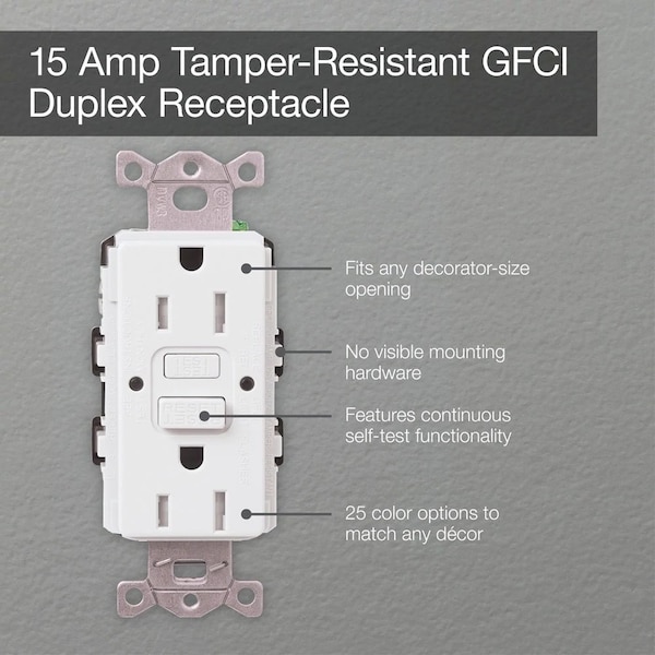 Lutron Receptáculos, GFCI, a prueba de manipulaciones, blanco - CAR-15-GFST-WH