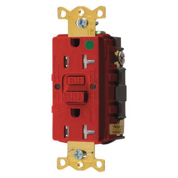 Receptáculo GFCI Hubbell Wiring Device-Kellems, 20A, 125VAC, 5-20R, Rojo - GFRTW83R