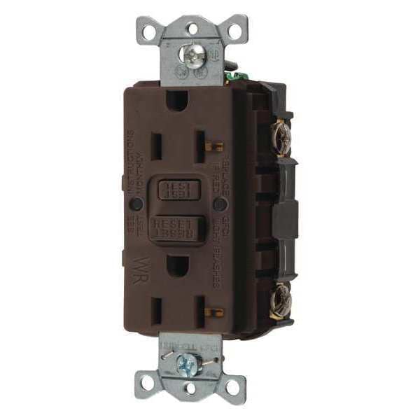 Tomacorriente GFCI Hubbell Wiring Device-Kellems, Comercial, Café, 20A, 1 HP - GFRWR20