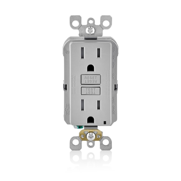 Leviton Leviton SmartlockPro 15 amps 125 V Duplex Light Gray GFCI Outlet 5-15R 1 pk - GFTR1-0LG