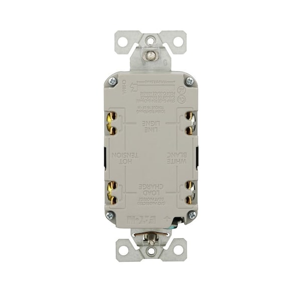 Receptáculo GFCI Eaton-WP, 125 V, 15 A, NEMA: NEMA 5-15R, Conexión Posterior y Lateral, Negro - GF15BK