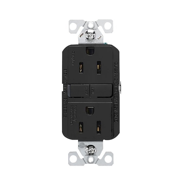 Receptáculo GFCI Eaton-WP, 125 V, 15 A, NEMA: NEMA 5-15R, Conexión Posterior y Lateral, Negro - GF15BK