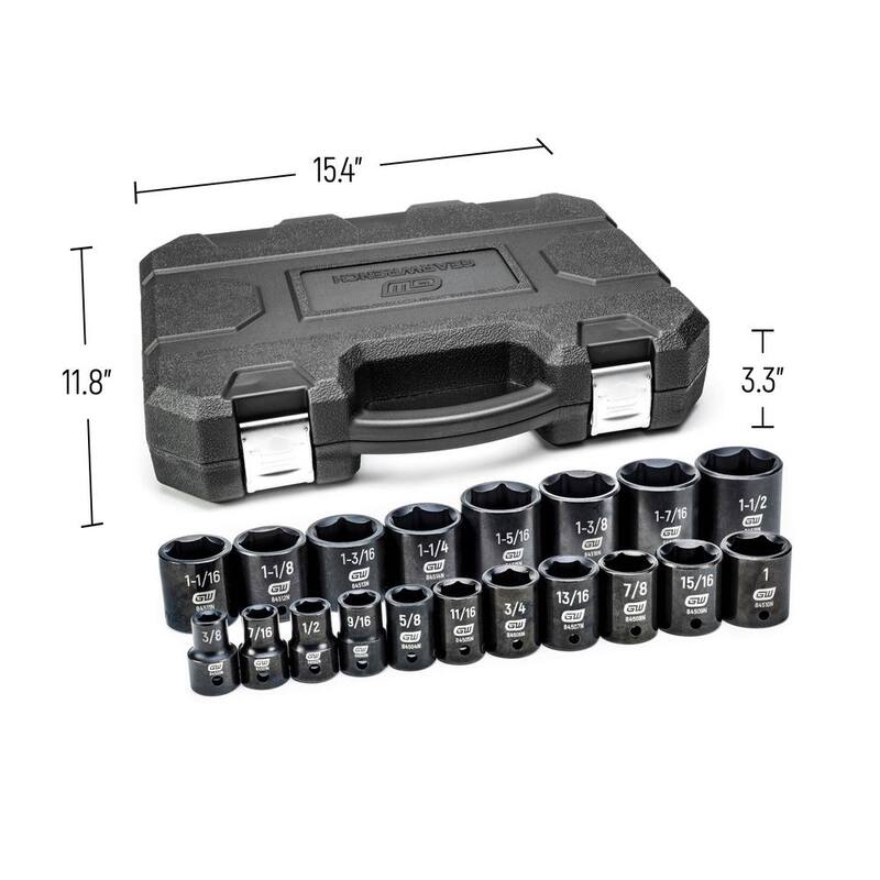 Set de 19 piezas de dados estándar de impacto de 1/2 pulgada de 6 puntos GEARWRENCH - 84932N