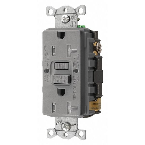 Receptáculo GFCI Hubbell Wiring Device-Kellems, Comercial, Gris, 20A, 1 HP - GFRTR20GRY