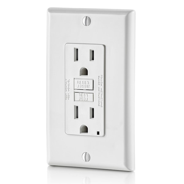 Receptáculo GFCI Leviton, 15A, 125Vac, 5-15R, Blanco - GFTR1-W
