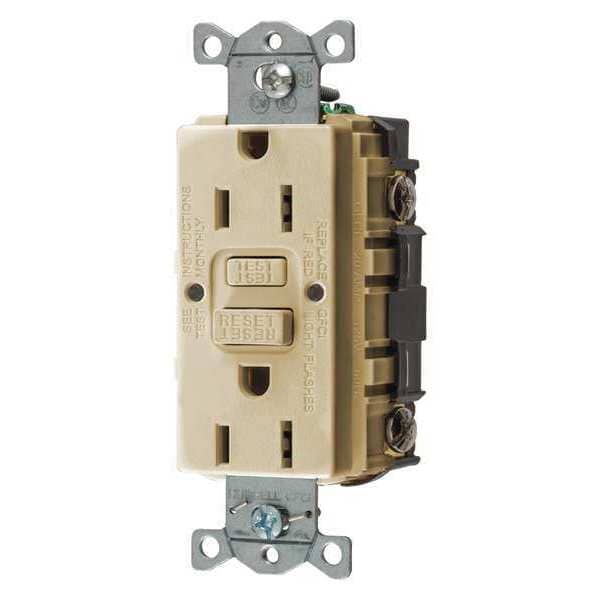 Receptáculo GFCI Hubbell Wiring Device-Kellems, 15A, 125VAC, 5-15R, Marfil - GFR15I
