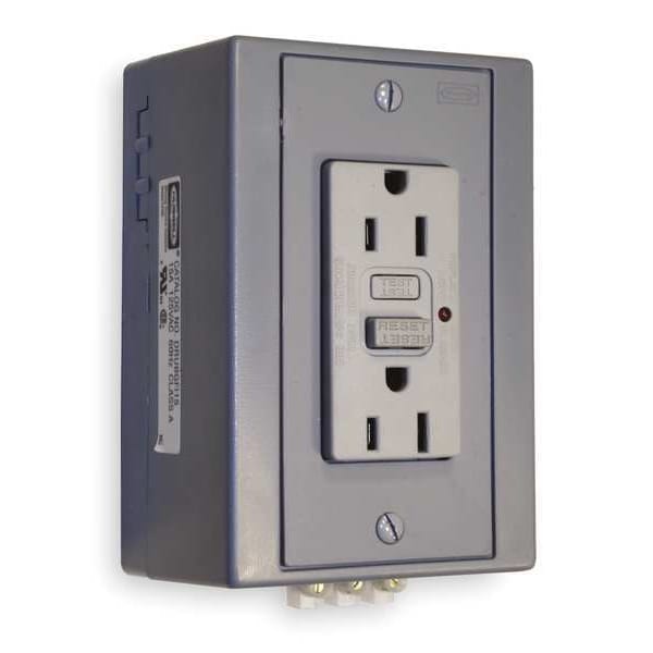 Receptáculo GFCI Hubbell Wiring Device-Kellems, 15A, 125VAC, 5-15R, Gris - DRUBGFI15