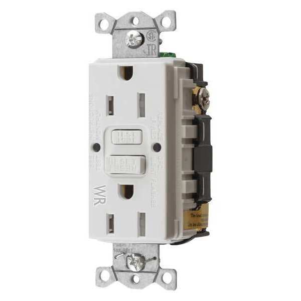Receptáculo GFCI Hubbell Wiring Device-Kellems, 15A, 125VAC, 5-15R, Blanco - GFRTW15W