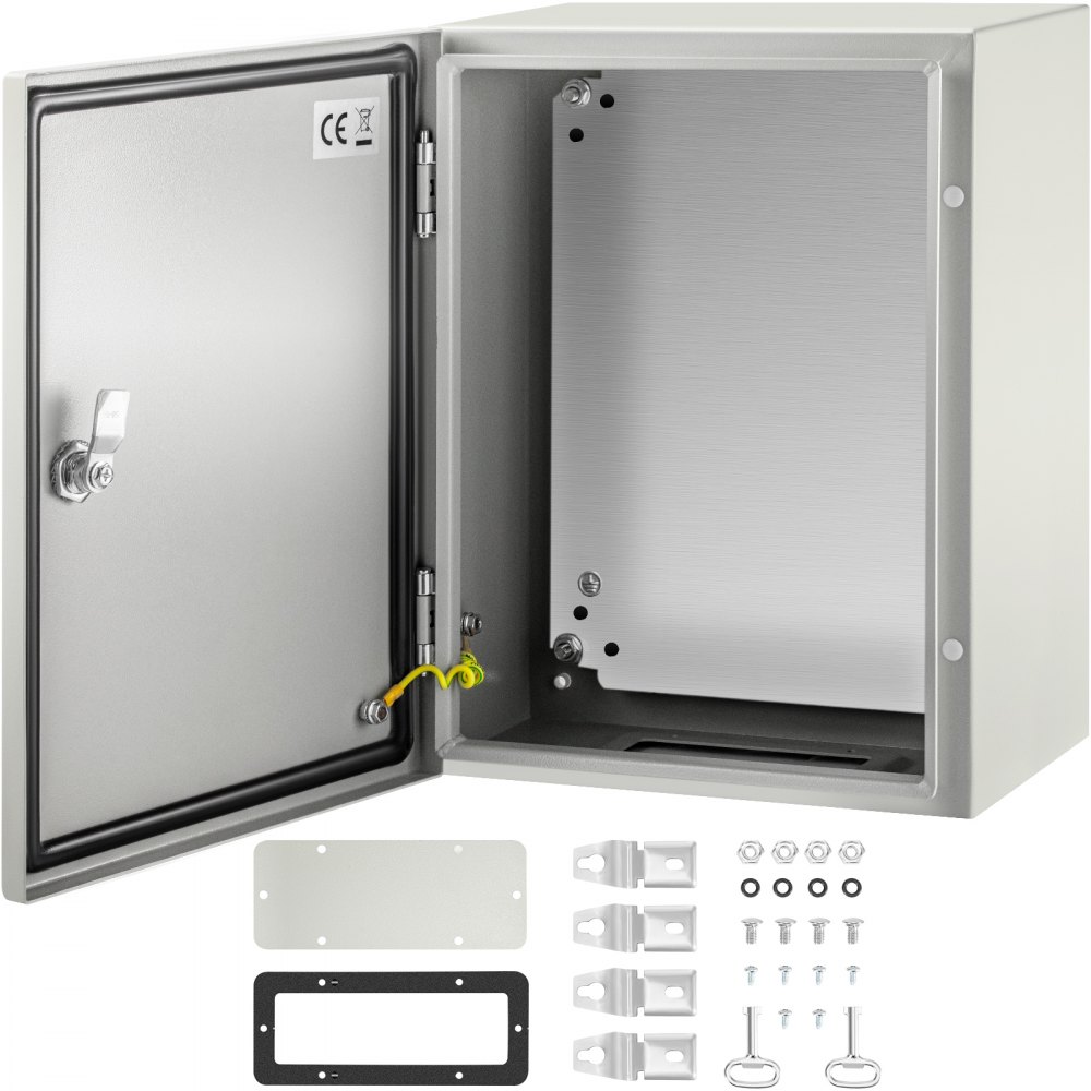 VEVOR NEMA Steel Enclosure, 16 x 12 x 8'' NEMA 4X Steel Electrical Box, IP66 Waterproof & Dustproof, Outdoor/Indoor Electrical Junction Box, with Mounting Plate - DQXJSTCFS40X30X20V0