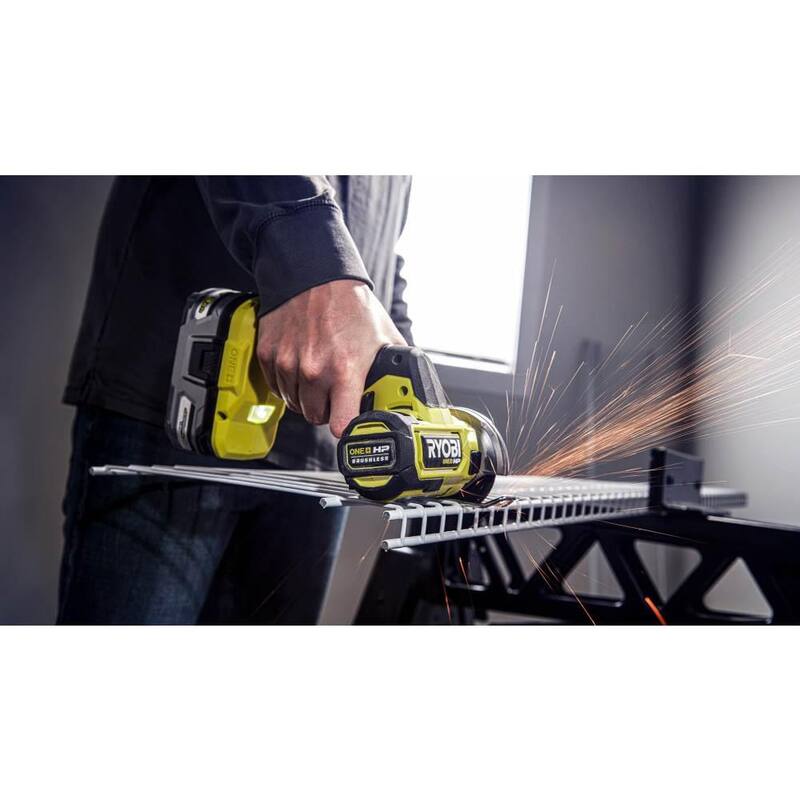 RYOBI ONE+ HP 18V Kit Combo Compacto Inalámbrico sin Escobillas de 2 Herramientas con Taladro de Ángulo Recto de 3/8 pulgadas y Herramienta de Corte (Solo Herramientas) - PSBRA02B-PSBCS02B