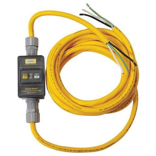 Hubbell Wiring Device-Kellems Enchufe con interruptor de circuito con falla a tierra y cable, 6 pies, amarillo, NEMA 3R - GFP15M