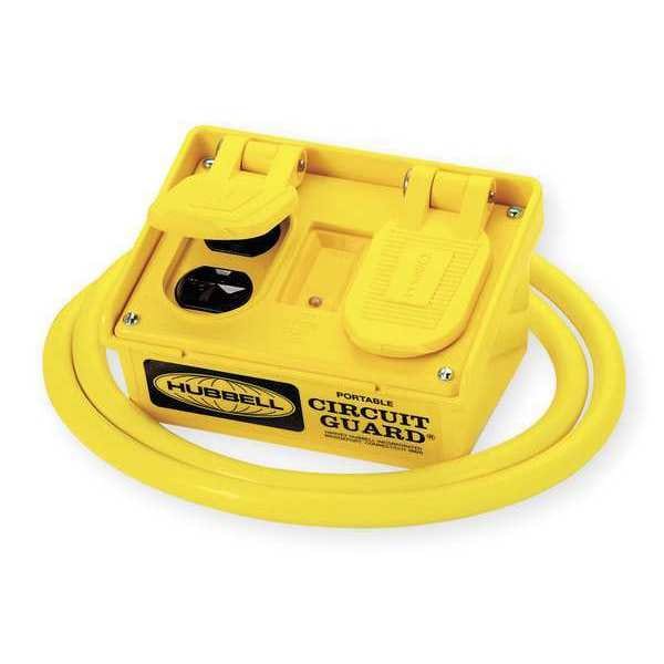 Hubbell Wiring Device-Kellems Enchufe con interruptor de circuito con falla a tierra y cable, 6 pies, amarillo, NEMA 3R - GFP15M
