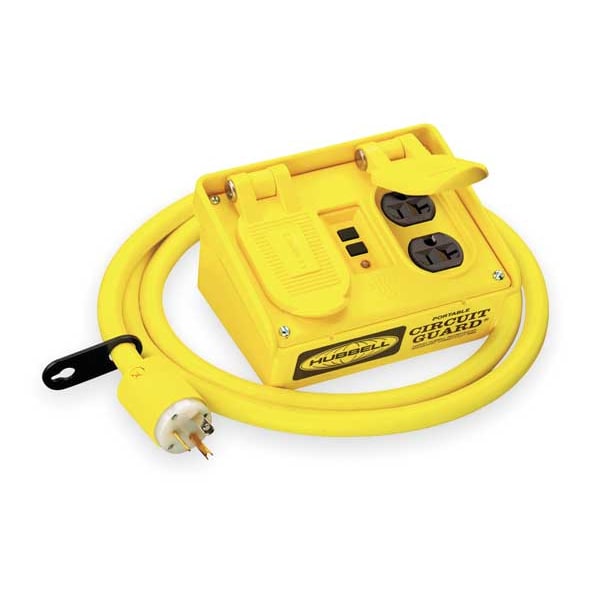 Hubbell Wiring Device-Kellems Enchufe con interruptor de circuito con falla a tierra y cable, 6 pies, amarillo, NEMA 3R - GFP15M