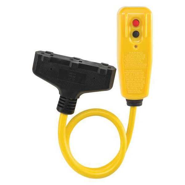 Enchufe GFCI con cable, 2 ft., amarillo, para exteriores - 11X431
