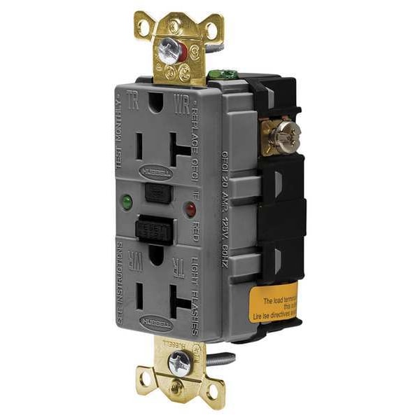 Receptáculo GFCI Hubbell Wiring Device-Kellems, 20A, 125VAC, 5-20R, Gris - GFSG5362GRY