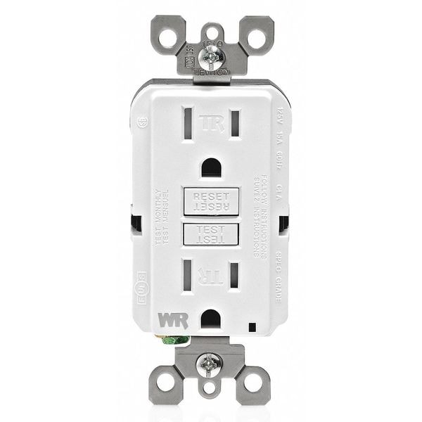 Receptáculo GFCI Leviton, 15A, 125VAC, 5-15R, Blanco - GFWT1-W