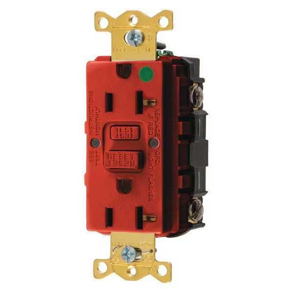 Receptáculo GFCI Hubbell Wiring Device-Kellems, 20A, 125VAC, 5-20R, Rojo - GFR83R