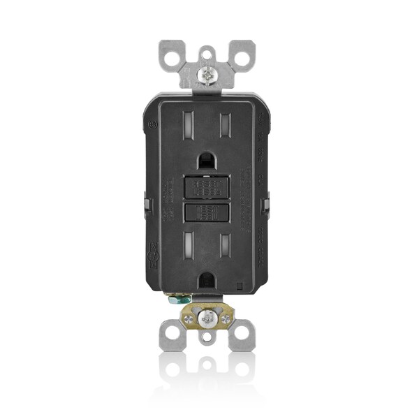 Leviton SmartlockPro 15 amperios 125 V Dúplex Negro GFCI Salida 5-15R 1 pieza - GFTR1-KE